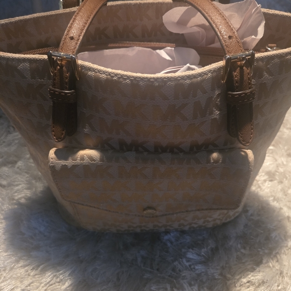 Michael Kors Tan Monogram Tote - Picture 3 of 6